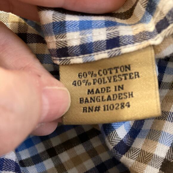 Men's XXL Bills Khakis Classic Fit Checked Button Down Long Sleeved Shirt - Picture 5 of 5